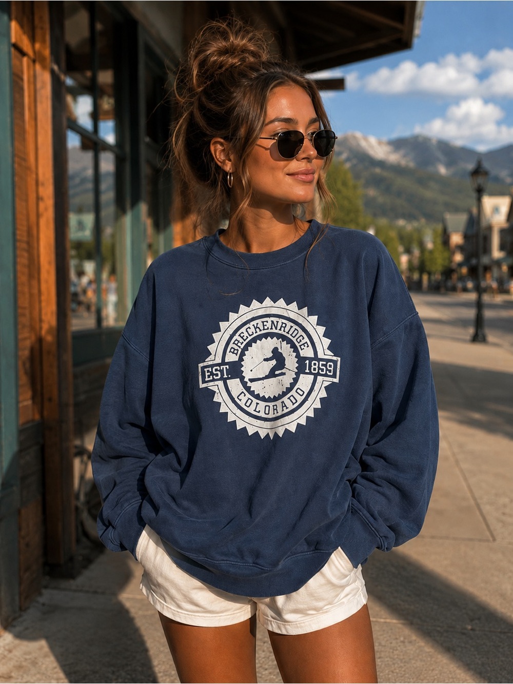 Vintage Breckenridge Colorado Snowboard Ski Sweatshirt Oversized Apres Ski XL